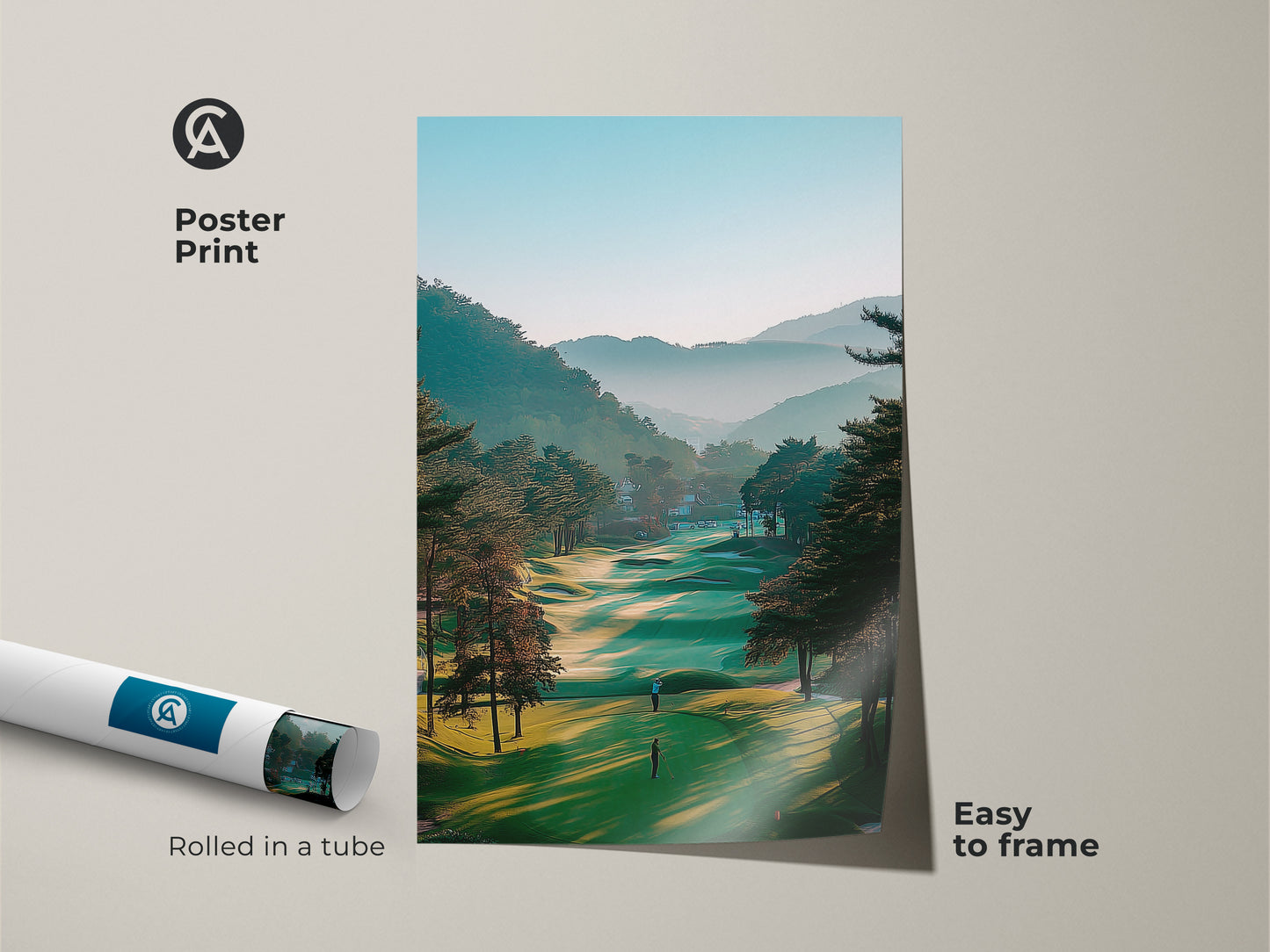 Bring the tranquility of the golf course home with this poster print. This artwork showcases a stunning fairway view. The poster is easy to frame and displays beautifully. Ideal for adding a touch of elegance to any room.