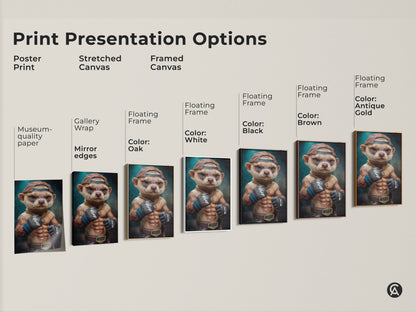 This image displays different print presentation options. This includes a poster print or a stretched canvas. You can also get framed canvas in a black brown oak antique gold and white. There is a perfect choice for everyone