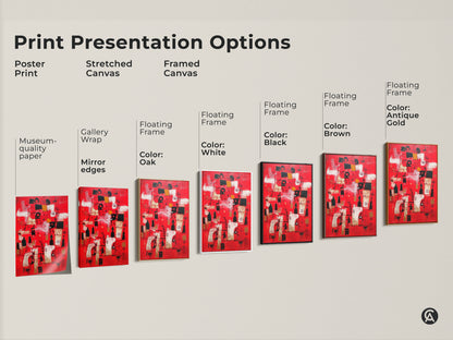 Explore print presentation options for abstract art. Choose from poster prints stretched canvas or framed canvas. Options include gallery wrap floating frames and museum-quality paper. Find the perfect style to match your taste.