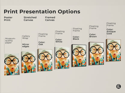 Explore print presentation options for museum-quality paper art. Select from poster prints stretched canvas and framed canvas. Customize your wall art with floating frame colors like white black brown and gold.