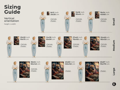 Discover the perfect fit with our sizing guide. Vertical orientation showcases this cozy animal art beautifully. Enliven your space with unique koala art available in canvas and poster prints. Transform your home office today with artwork that speaks to your soul