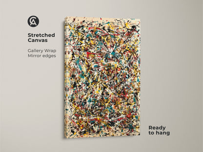 A vibrant expressionist painting on stretched canvas. The gallery wrap and mirrored edges add depth. This ready-to-hang fine art print brings an energetic modern touch to your home decor.