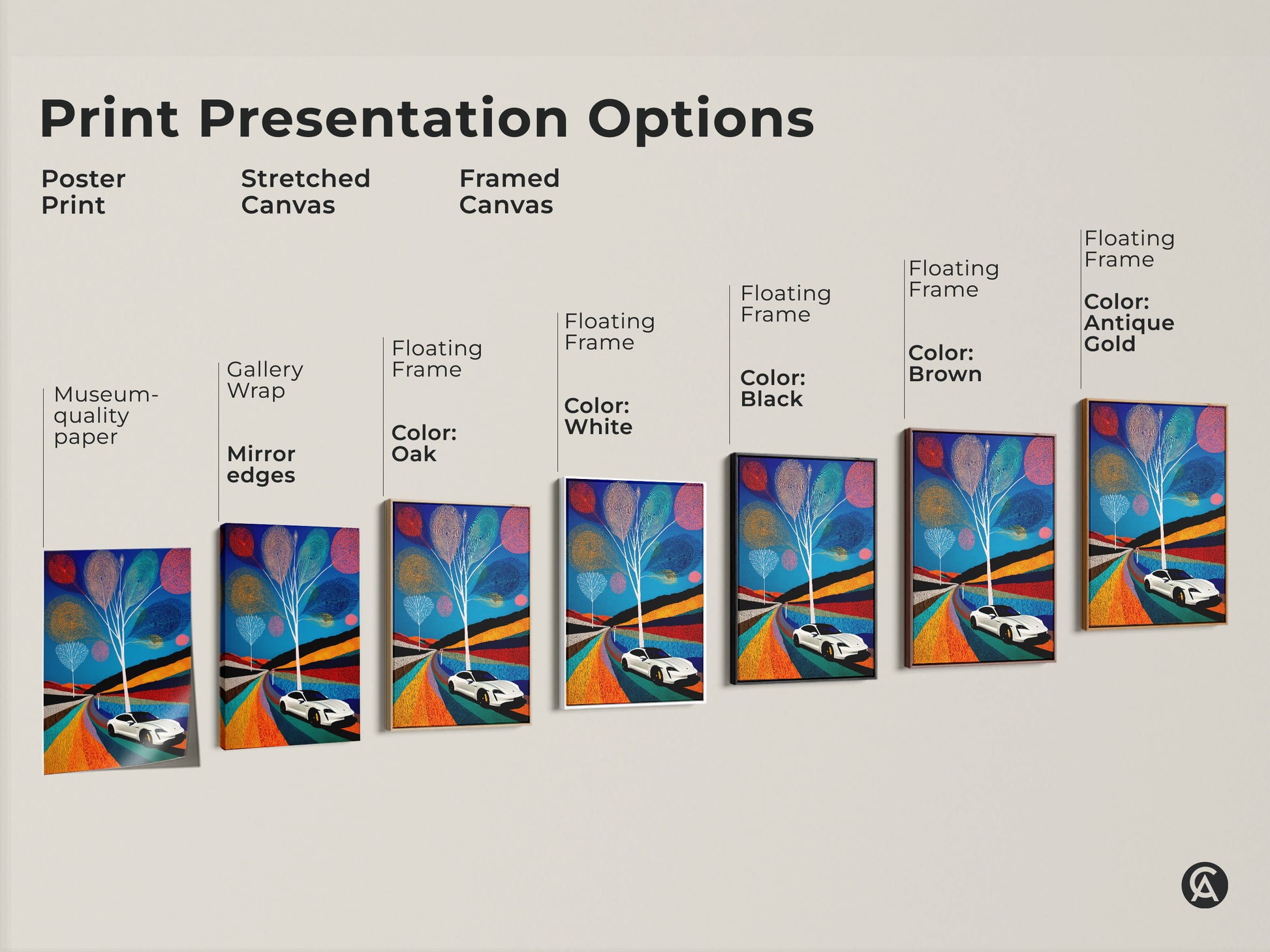 Explore print options for electric car canvas art including poster prints stretched and framed canvases. Find the perfect contemporary wall decor to match your style with museum quality and floating frame options.