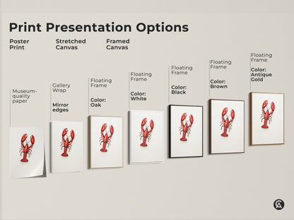 Explore print presentation options. Poster print & stretched canvas. Framed canvas with floating frame. Museum quality paper with gallery wrap. Mirror edges. Available in oak white black brown antique gold colors.
