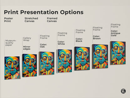 Explore print presentation options. See poster prints stretched canvas and framed canvas. Choose museum-quality paper or gallery wrap for your abstract man portrait wall art.