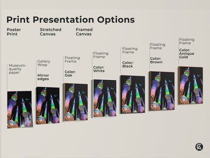 Explore presentation options for mosque artwork prints. Options include poster stretched canvas and framed canvas. Customize with black brown antique gold and white frames. Find museum quality paper with mirrored edges and floating frames.