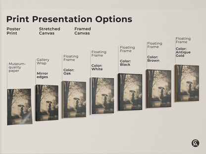 Explore art print presentation options. See poster prints stretched canvas and framed canvas styles. This visual guide helps you choose the perfect format. Find museum-quality paper gallery wraps and floating frames.