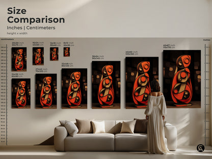 Dynamic color splash artwork on canvas. This geometric abstract art features orange and blue tones. Ideal for a contemporary office or living room. The modern artwork adds a vibrant and sophisticated touch. Perfect as a unique housewarming gift canvas.