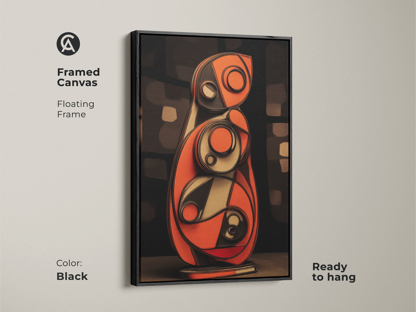 Eye-catching geometric abstract canvas art. The modern orange and blue wall print offers a contemporary touch. Perfect as office and workplace art. This abstract painting for office or home brings a dynamic feel. A stylish geometric pattern wall art.