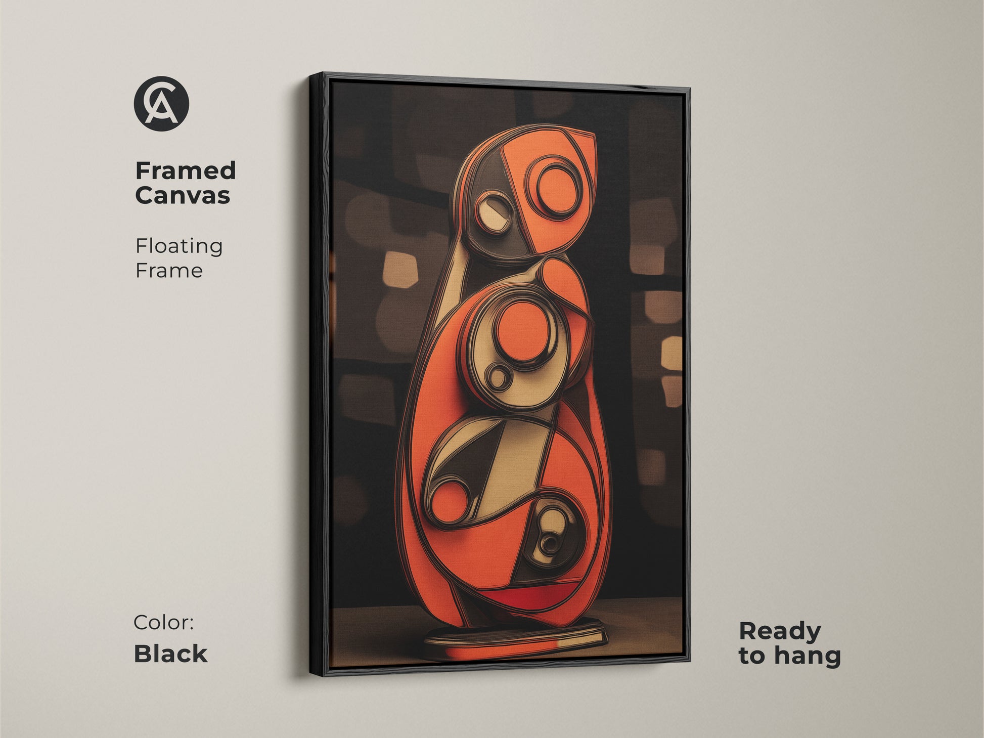 Eye-catching geometric abstract canvas art. The modern orange and blue wall print offers a contemporary touch. Perfect as office and workplace art. This abstract painting for office or home brings a dynamic feel. A stylish geometric pattern wall art.