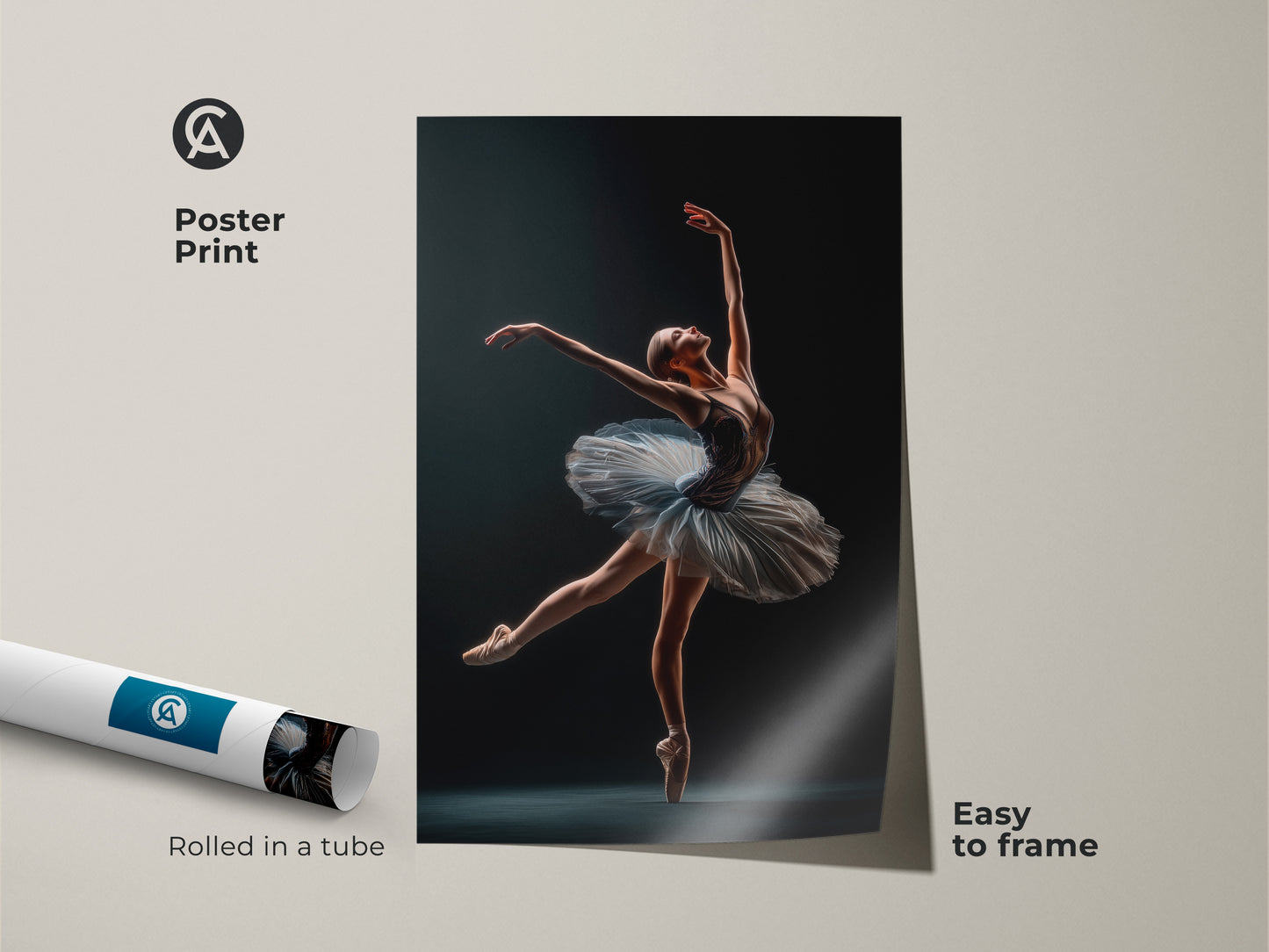 Poster print of a ballerina artwork. Rolled and shipped in a protective tube. The print is easy to frame. This museum-quality paper enhances any home or studio decor with its artistic appeal.
