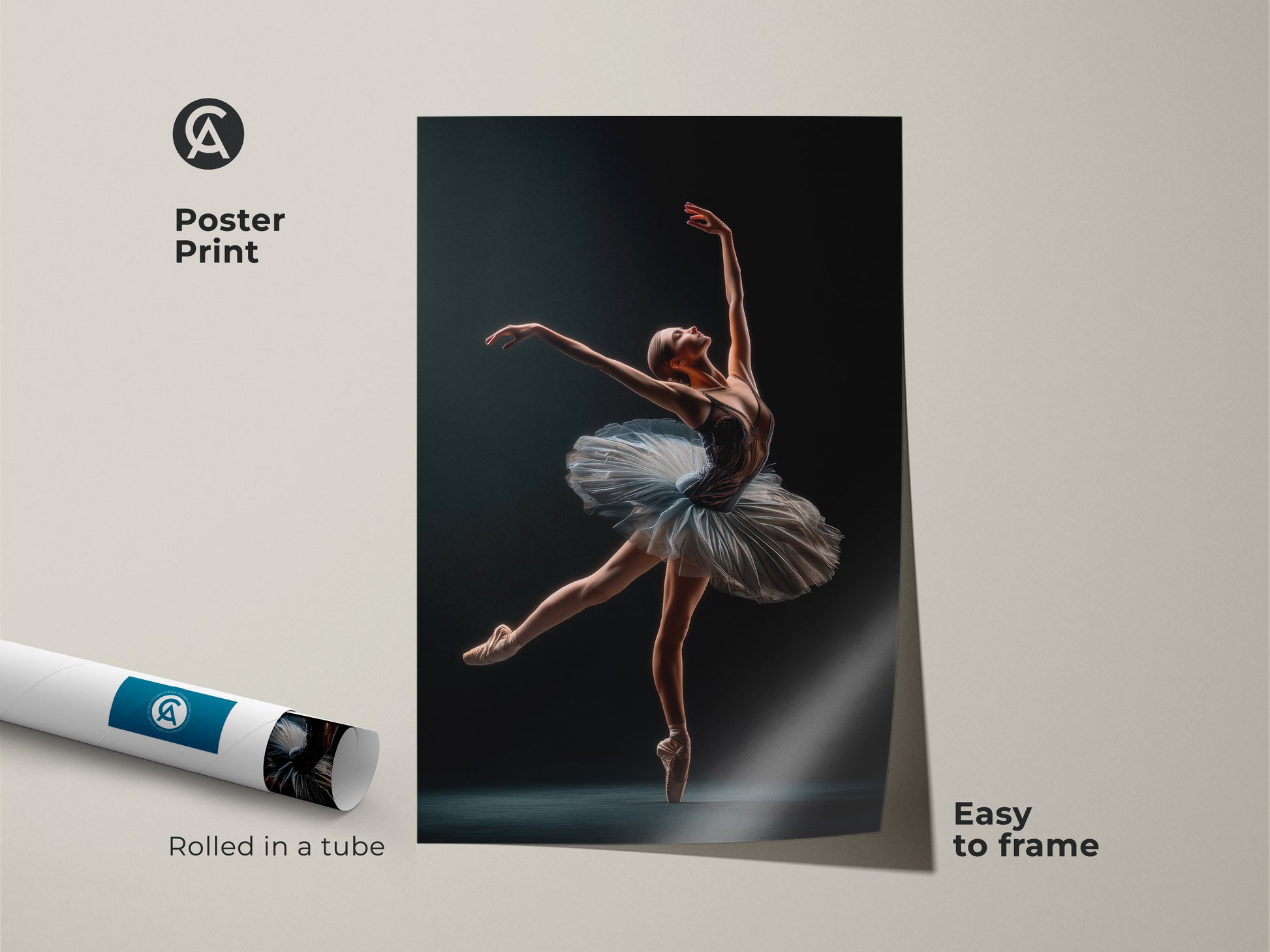Poster print of a ballerina artwork. Rolled and shipped in a protective tube. The print is easy to frame. This museum-quality paper enhances any home or studio decor with its artistic appeal.