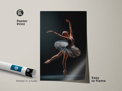 Poster print of a ballerina artwork. Rolled and shipped in a protective tube. The print is easy to frame. This museum-quality paper enhances any home or studio decor with its artistic appeal.