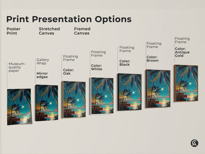 Explore Print Presentation Options with this museum-quality paper poster. Find the perfect fit with the stretched canvas gallery wrap print or elevate your space with a framed canvas. Select a floating frame.