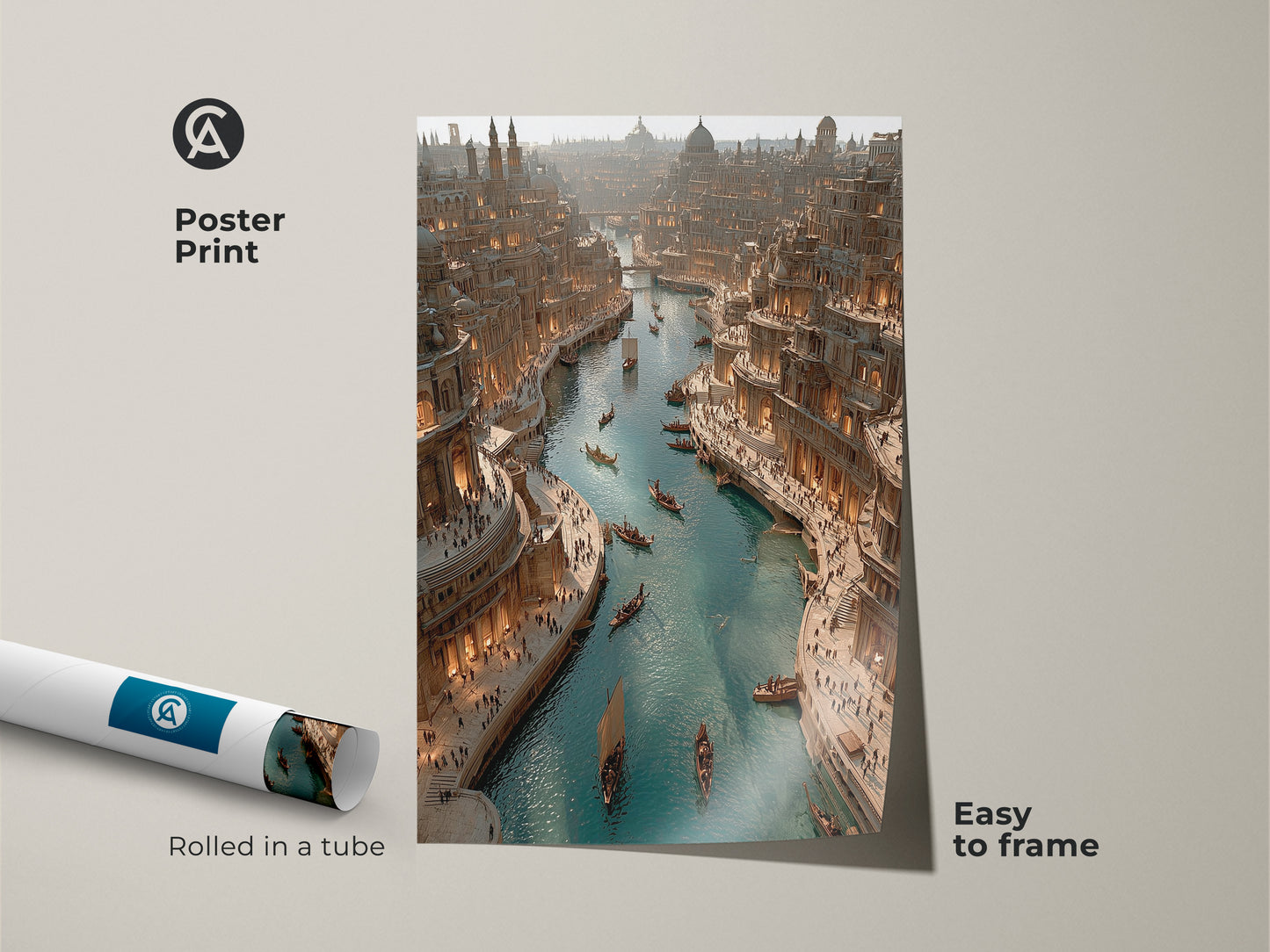 Vivid abstract painting with geometric patterns on canvas. The color splash combines blue teal and orange for a striking look. Ideal as modern abstract canvas art. This artwork enhances any office workspace decor.