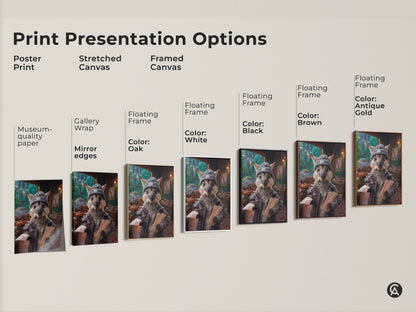 Explore the different print presentation options with the Kangaroo Postman artwork. Choose from poster prints stretched canvas and framed canvas. Find the perfect style to match your decor with black brown antique gold or white frames.