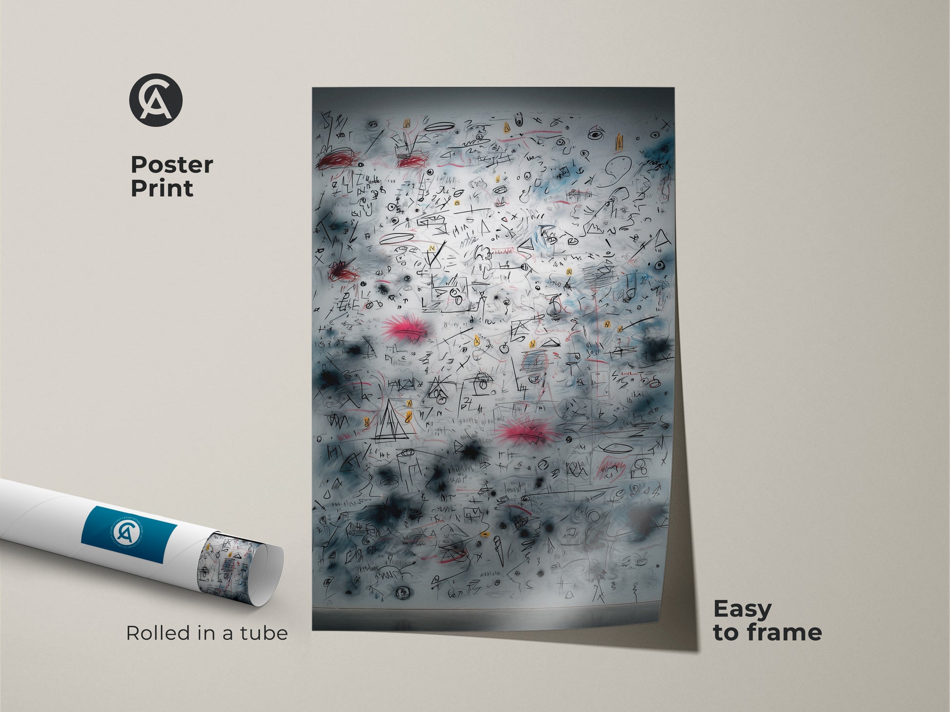Poster print rolled in a tube easy to frame. The art showcases a detailed array of symbols and lines. This museum-quality paper print is perfect for art collectors. It is easy to frame making it a versatile addition to any room. This piece adds a touch of intellectual curiosity to your space. Explore the depth and detail of this unique poster art.