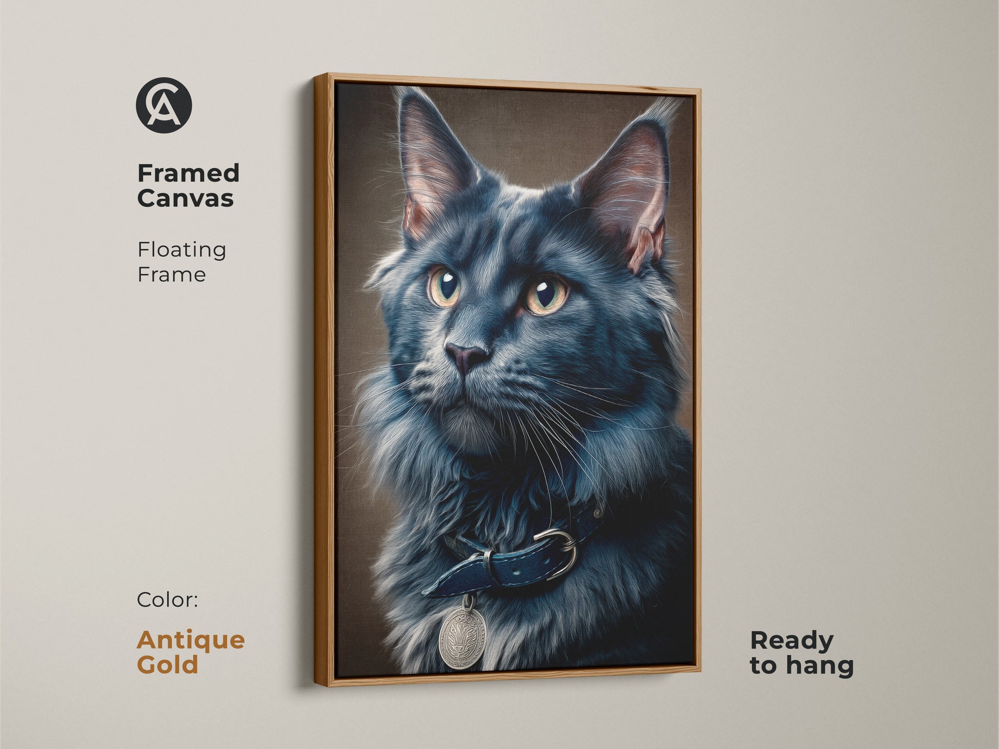 This shows a download warning for an image of a dark gray Maine Coon cat. The realistic feline portrait is an ideal fine art print for modern spaces. Despite the scan warning it is safe to download and enjoy this animal wall decor.