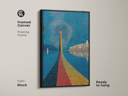 Google Drive warns about virus scanning issues for this file. A coastal lighthouse art print is still available for download. The pointillism artwork is an abstract seaside town. See the blue yellow and red sailboat art print now.
