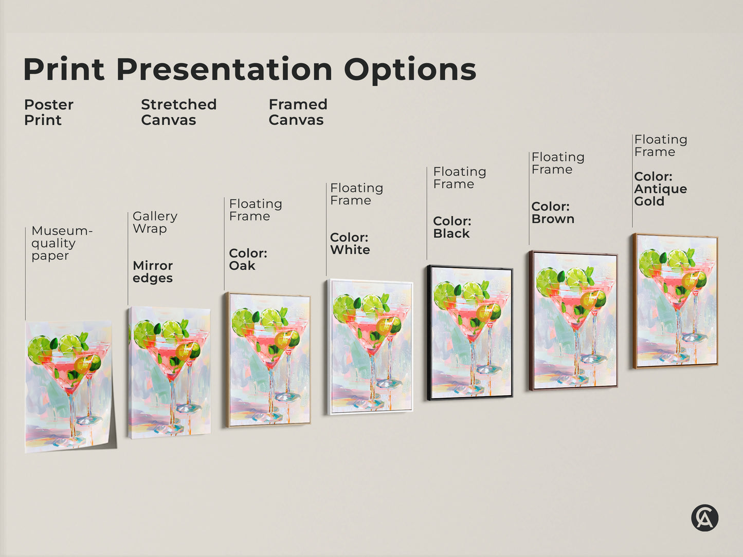 Explore print presentation options for your new wall art. Choose from poster prints stretched canvas and framed canvas. Select a frame color to match your decor. Find the perfect piece to complement your home.