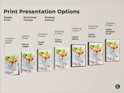 Explore print presentation options for your new wall art. Choose from poster prints stretched canvas and framed canvas. Select a frame color to match your decor. Find the perfect piece to complement your home.