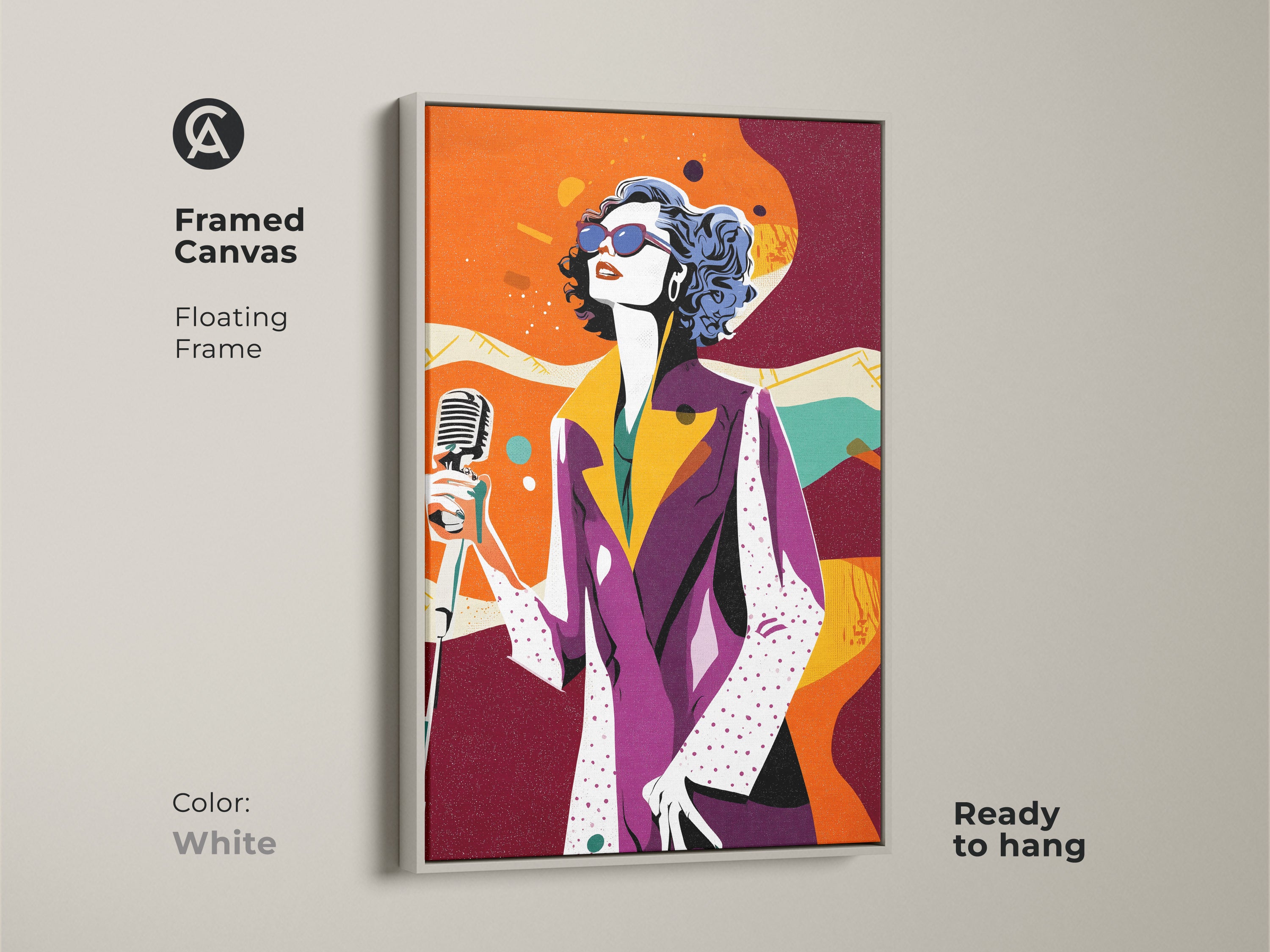 Pop Art Singer Canvas Print, Retro Microphone Artwork, Purple