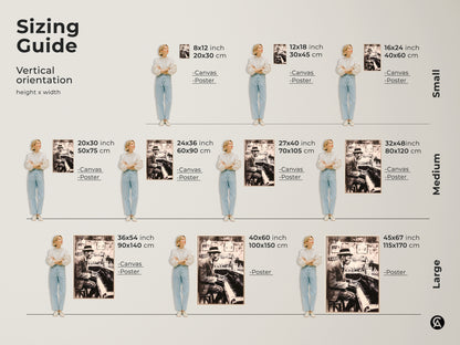 Discover the perfect size for your piano art print with our vertical orientation sizing guide. Choose from small medium or large sizes in both canvas and poster options. Find the ideal fit for your space and style. Enhance your home decor with this captivating musical artwork.