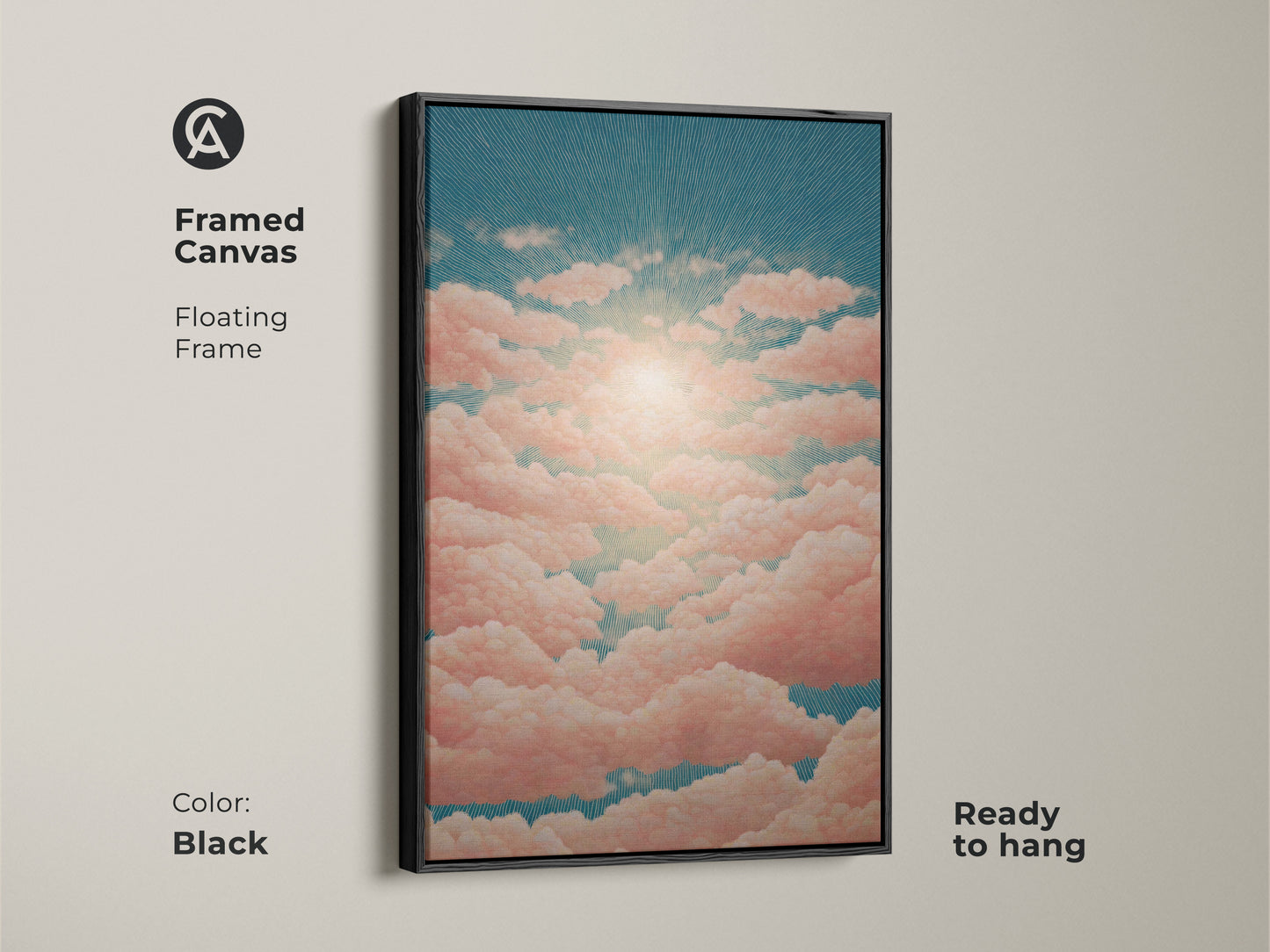 This abstract geometric wall art combines orange blue and teal hues. An excellent modern office canvas print choice for new business owners. The shapes wall decor adds a sophisticated touch to any space.