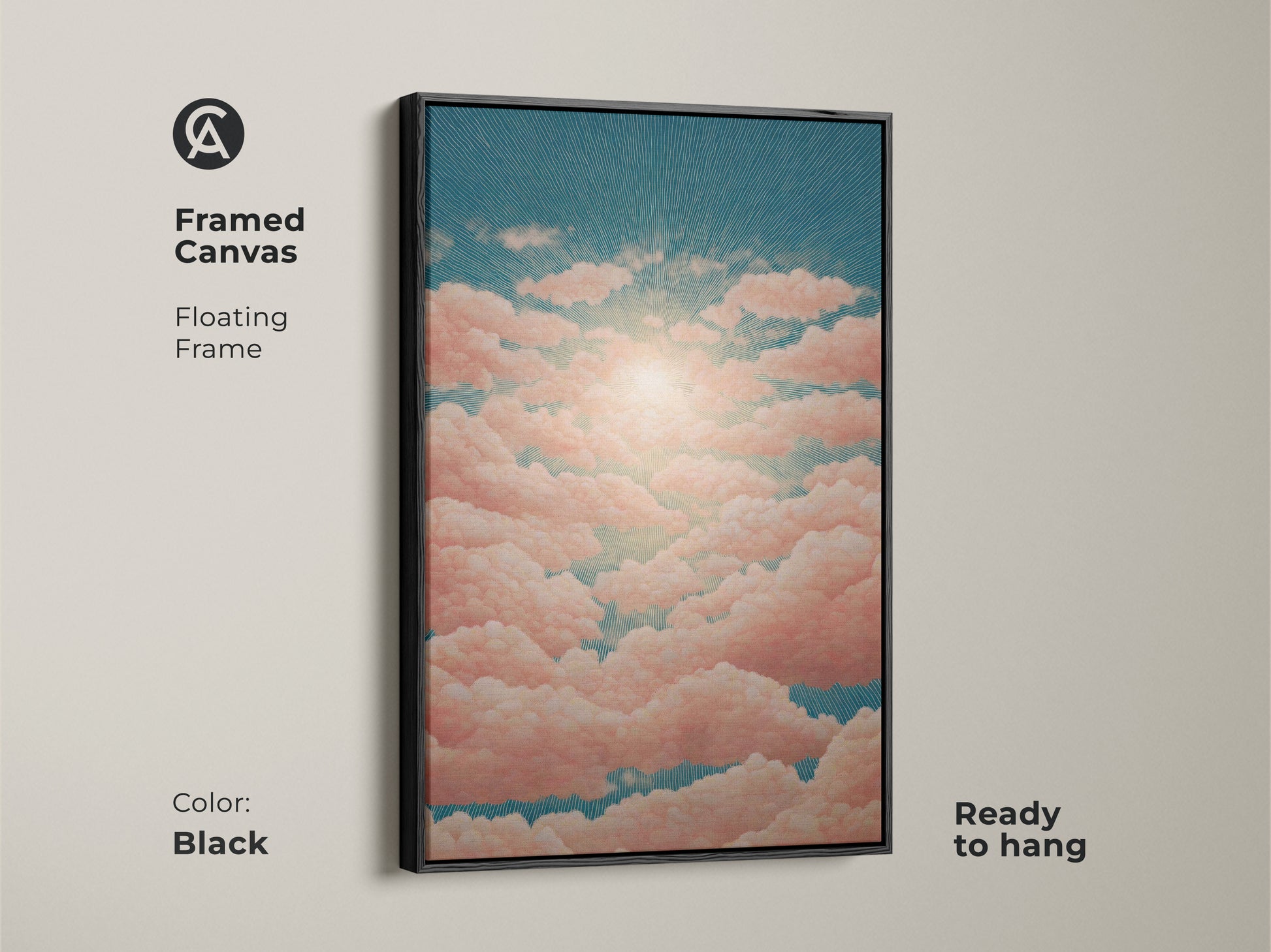 This abstract geometric wall art combines orange blue and teal hues. An excellent modern office canvas print choice for new business owners. The shapes wall decor adds a sophisticated touch to any space.
