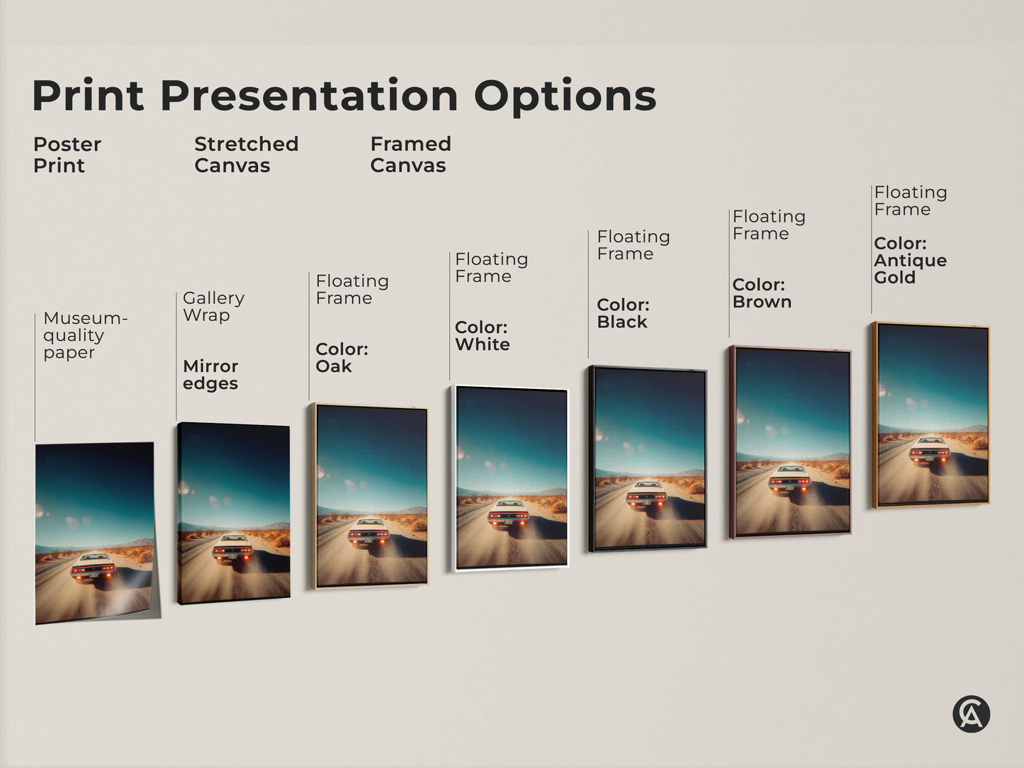 Explore print presentation options with this artwork. Choose from poster prints stretched canvas and framed canvas. Find the perfect style with gallery wrap mirror edges and floating frames. Frame colors include black brown antique gold and white.