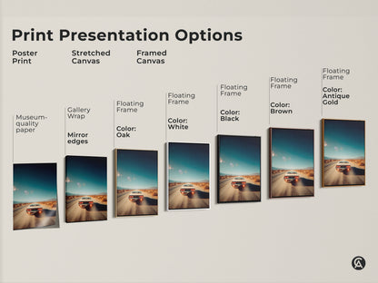 Explore print presentation options with this artwork. Choose from poster prints stretched canvas and framed canvas. Find the perfect style with gallery wrap mirror edges and floating frames. Frame colors include black brown antique gold and white.