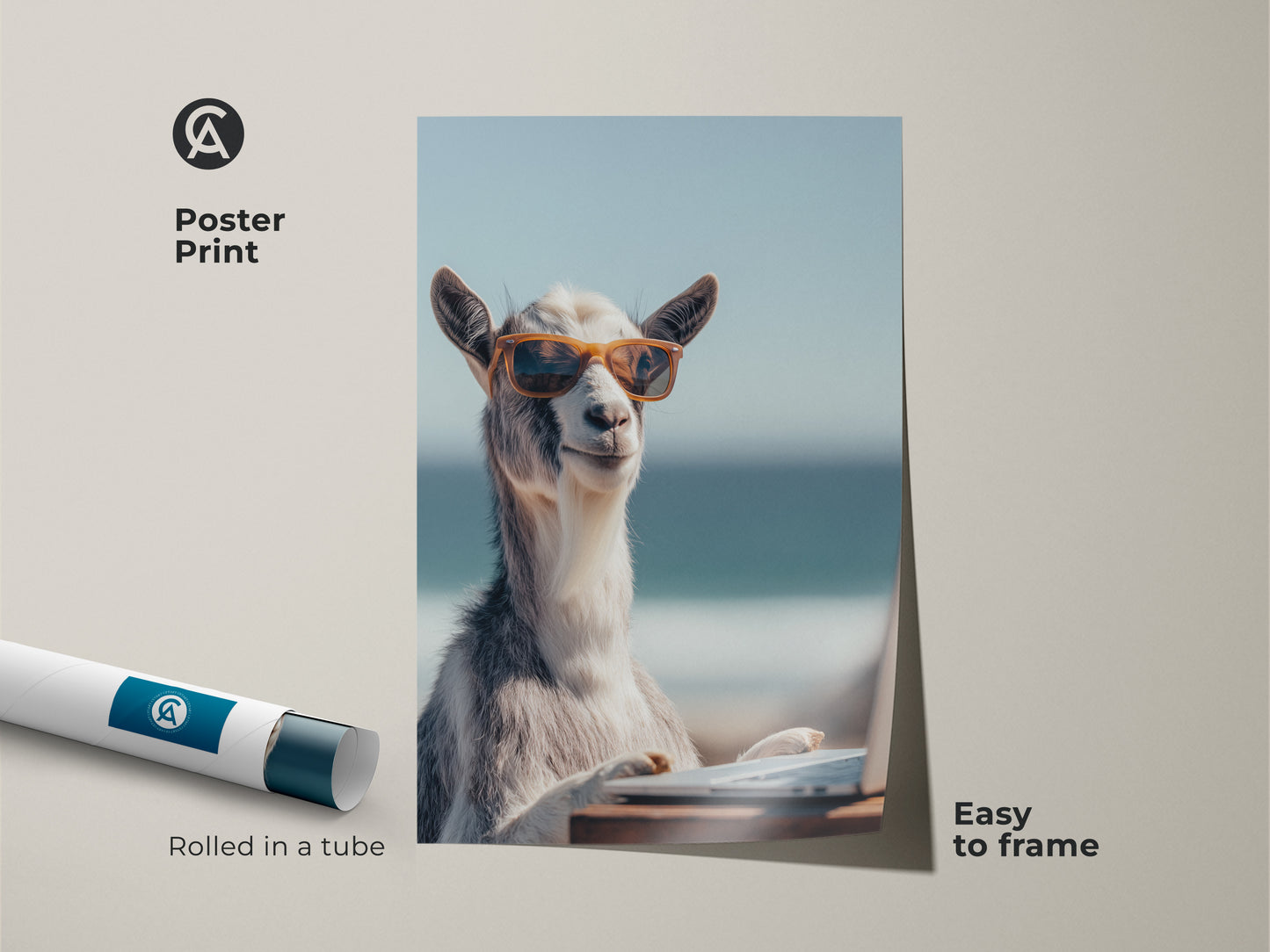 Google Drive's virus scan warning for goat artwork file. Download funny beach office wall decor anyway. Coastal animal print perfect for coffee shop or home office.