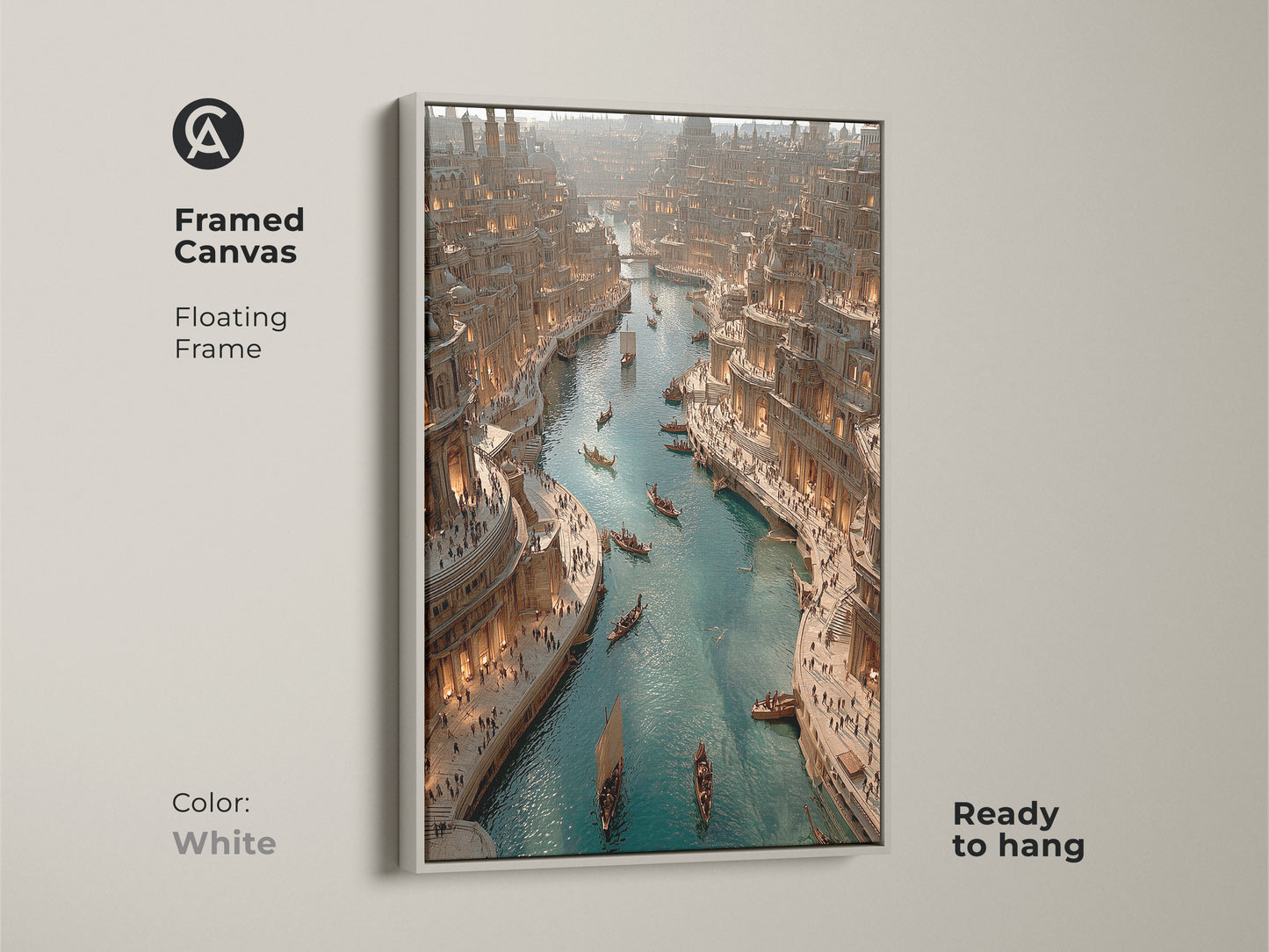 Contemporary shapes artwork with an abstract geometric design. The canvas print showcases a color splash in blue teal and orange tones. This modern office wall decor is a unique wall hanging. Consider it as a gift.