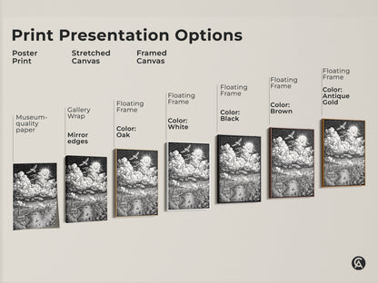 Explore print presentation options for monochrome London cityscape artwork. Choose from poster prints stretched canvases and framed canvases. Select a frame color to match your style. Find museum-quality art for your home decor.