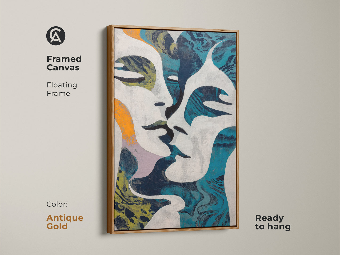Abstract face print in a modern style. This navy blue abstract art features intertwined figures. This contemporary wall decor adds an eclectic touch. Perfect as modern bedroom print or a unique wall art piece. It is a gift for art collectors.