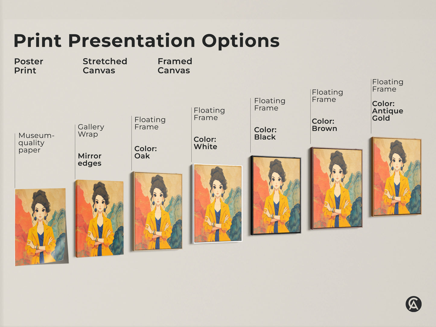 Explore various print presentation options including poster print stretched canvas and framed canvas. Choose from gallery wrap mirror edges and floating frames in oak white black brown and antique gold. Find the perfect anime art wall decor to complement your modern home style.