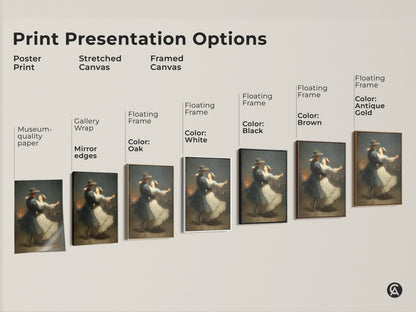 Explore various print options for this romantic couple art. Choose from poster prints to stretched canvases. Consider framed canvases in black brown or antique gold. Find the perfect style of this classical Victorian artwork. Ideal as an anniversary gift for couples.