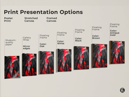 Explore presentation options for this abstract cityscape artwork. Choose from poster prints stretched canvas and framed canvas. Customize with black brown oak or antique gold frames.