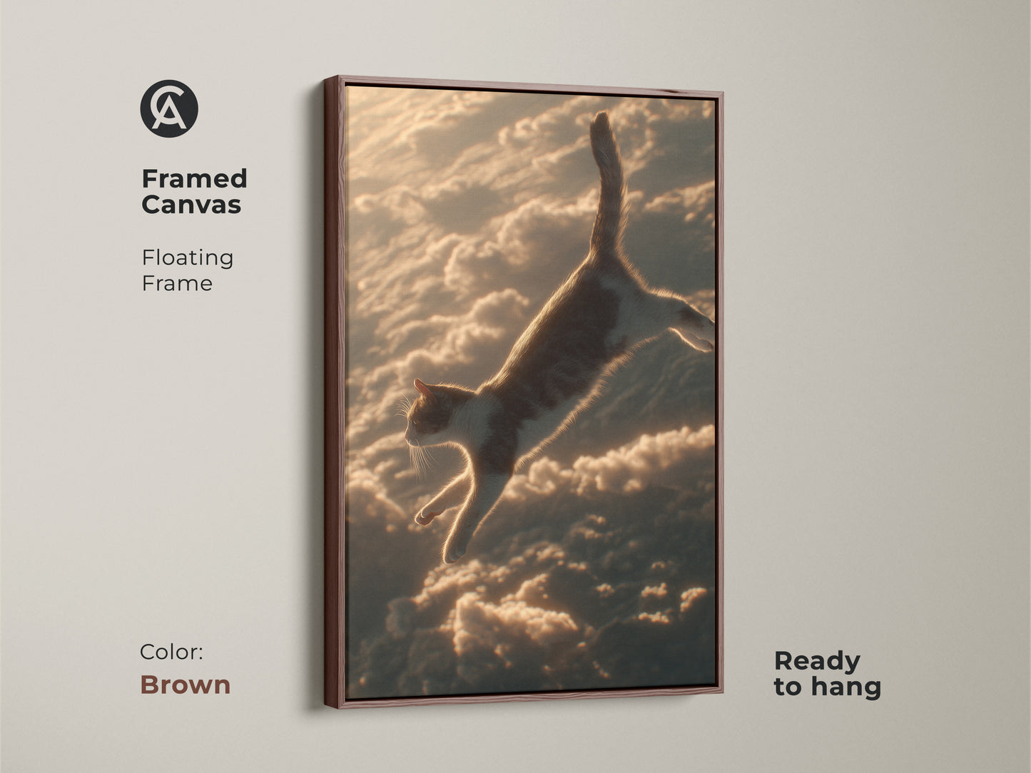 Google Drive warns about viruses in this JPG file. It is surreal cat art featuring a leaping feline. This dreamy decor enhances eclectic bedrooms. Download at own risk.