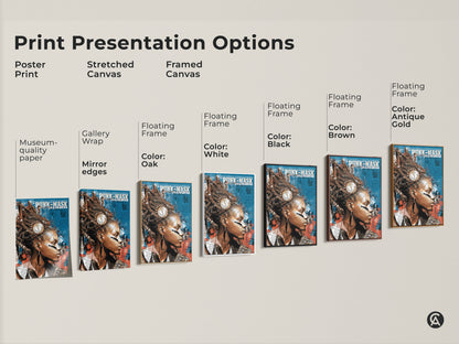 Explore print presentation options for punk mask canvas art. See poster prints stretched canvases and framed canvases. Discover eclectic wall art for hip hop culture decor and unique gifts.