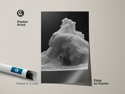 Monochrome ocean wave poster print rolled in a tube. This black and white ocean artwork is easy to frame. The contemporary sea spray decor captures a minimalist coastal scene. Ideal surfer beach wall art for any room. This contemporary wall hanging makes a thoughtful gift.