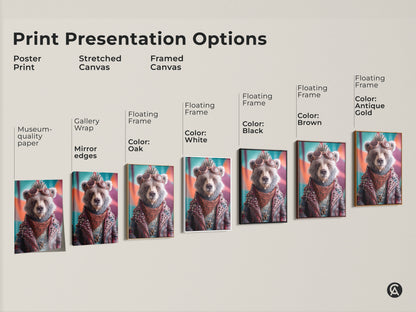 Explore punk bear wall art print options. Choose from poster prints stretched canvas and framed canvas. Museum-quality paper gallery wrap floating frames. Available in black oak white brown and antique gold. Add edgy home decor to your space with this unique animal portrait.
