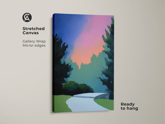 This abstract geometric artwork features a vibrant orange and blue color splash. It's a modern canvas print ideal for contemporary spaces. This artwork makes a thoughtful housewarming gift.