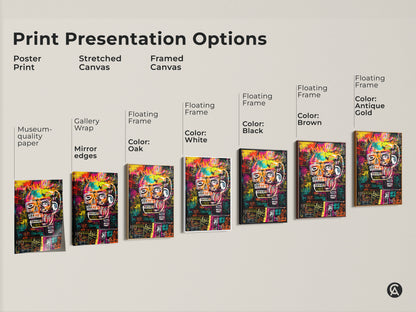 Explore print presentation options including poster prints stretched canvas and framed canvas. Options include museum-quality paper gallery wrap and floating frames in oak white black brown and antique gold. Find the perfect style to showcase your favorite skull artwork.