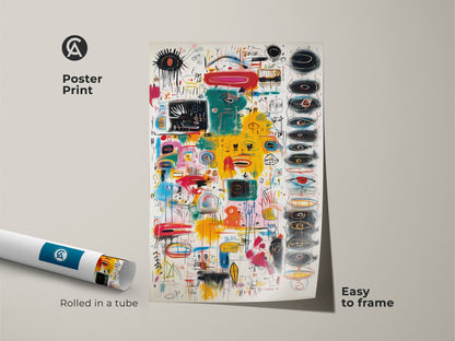 Get this captivating abstract artwork as a poster print. This museum-quality paper showcases a mix of colors and shapes. This poster is easy to frame. It is shipped rolled in a tube for protection.