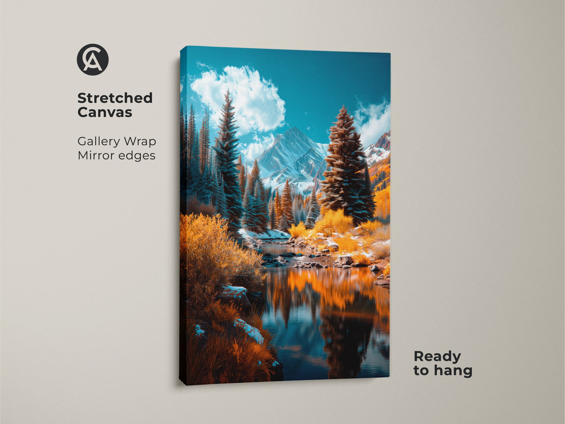Bring the outdoors in with this gallery-wrapped stretched canvas art. The stunning mountain landscape features vibrant colors and a mirror-edge finish. Ready to hang and enjoy instantly.