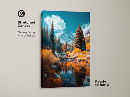 Bring the outdoors in with this gallery-wrapped stretched canvas art. The stunning mountain landscape features vibrant colors and a mirror-edge finish. Ready to hang and enjoy instantly.
