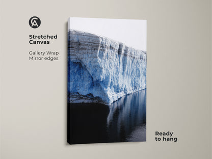 Stretched Canvas of an ice blue glacier. This arctic landscape wall decor is a minimalist nature photography print. Modern home decor art for travel enthusiasts. Ready to hang.