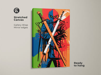 Stretched Canvas of a Samurai Owl Fantasy Print. The gallery wrapped canvas brings edgy flair. It's ready to hang boasting mirror edges adding depth and a modern touch to office or gaming room.