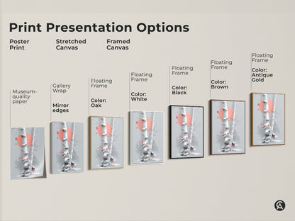 Explore print presentation options. See poster prints stretched canvases and framed canvases. Frame color options include white black brown oak and antique gold. Discover minimalist birch tree artwork that suits your style.